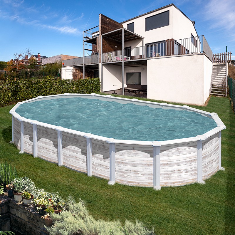 Piscina Gre Islandia Ovalada Imitacion Madera 610X375X132