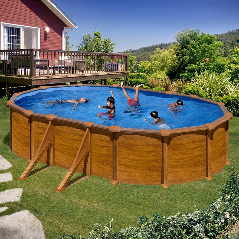 Piscina Gre Mauritius Ovalada Imitacion Madera 610x375x132